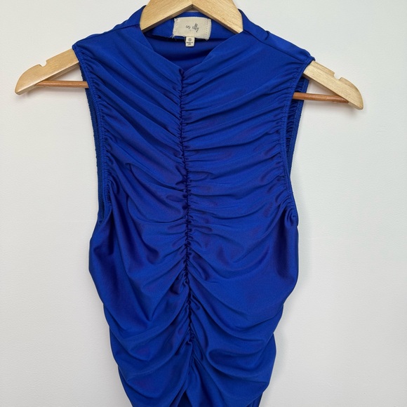 Anthropologie En Elly Ruched Mock Neck Tank Royal Blue Size Small (S) - Picture 8 of 10